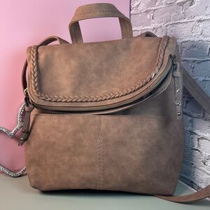 Stylish Tan Women's Faux Leather Backpack